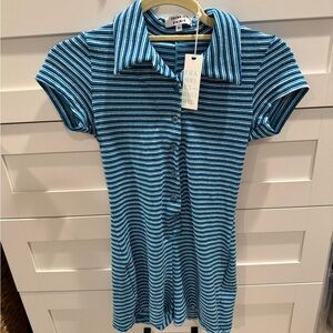 Frankie's Bikinis Blue Striped Romper